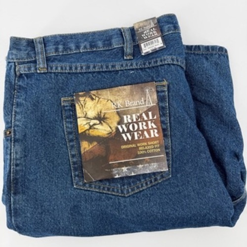 RK Brand Real Work Wear Mens Blue Denim Relaxed Fit Shorts Size 46 RKSDEN New